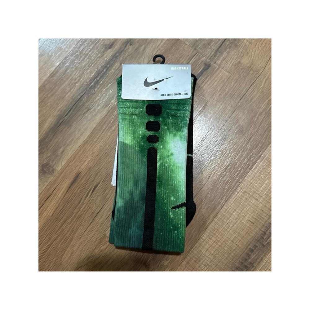 2014 Nike KD Elite Digital Ink Basketball Planet Galaxy Green Black Crew Socks
